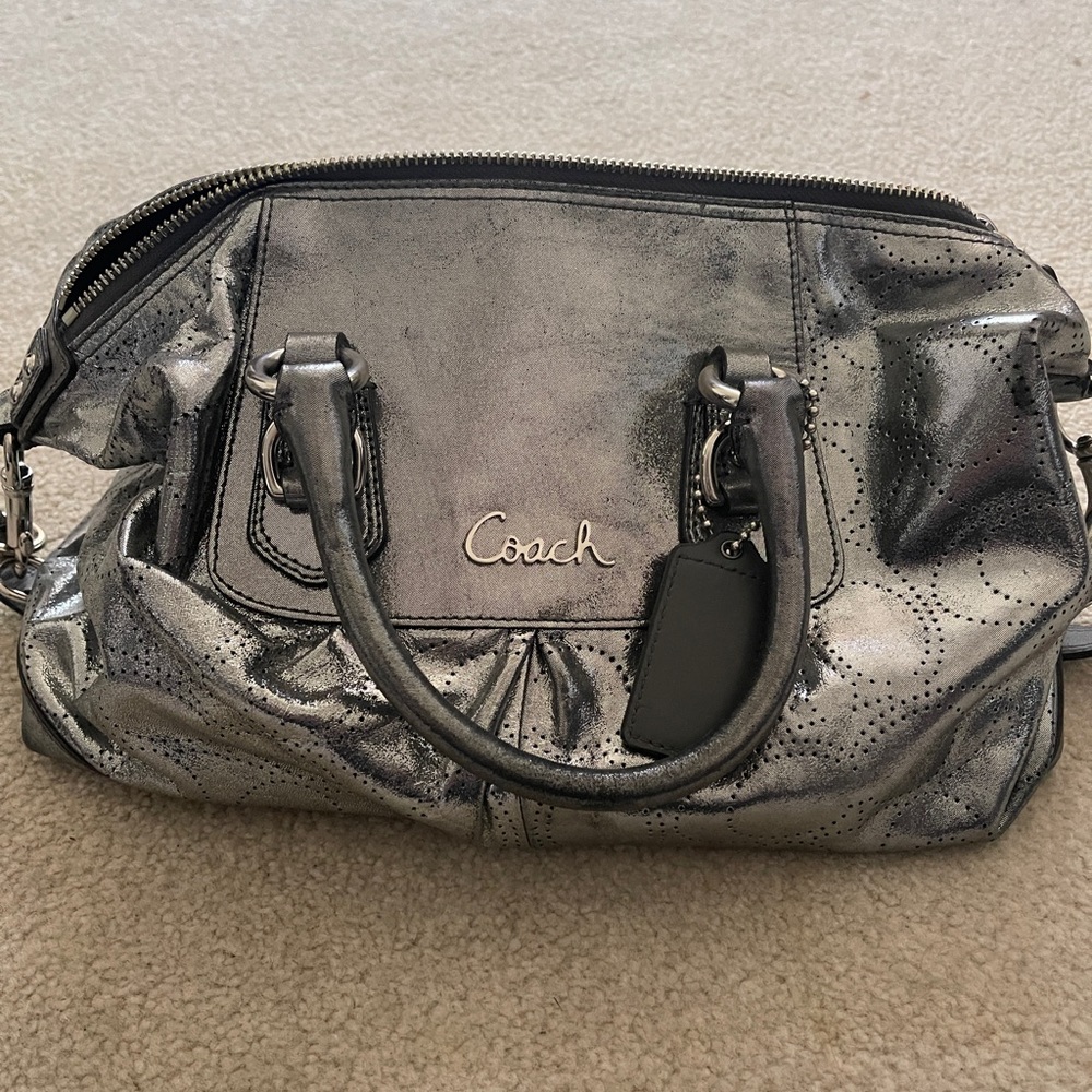 Great Condition Silver Coach Purse